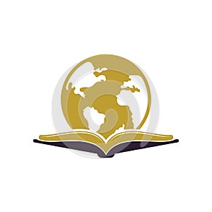 Book education logo icon vector. Education globe logo.