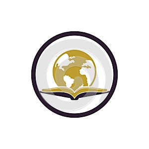 Book education logo icon vector. Education globe logo.