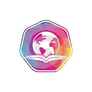 Book education logo icon vector. Education globe logo.