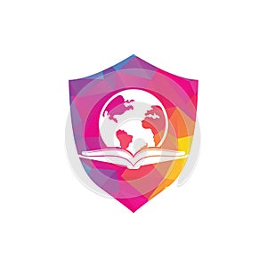 Book education logo icon vector. Education globe logo.