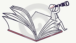 Book with Explorer Telescope - Knowledge, Adventure Discovery Vector, vector design Generative AI