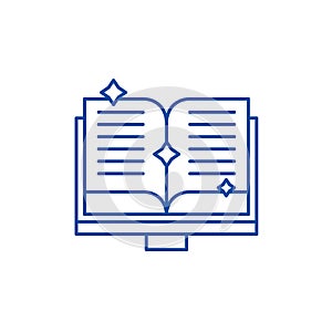 Book of fairy tales line icon concept. Book of fairy tales flat  vector symbol, sign, outline illustration.