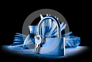 Book, feather and keylock