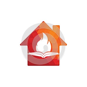 Book fire home shape vector logo design.