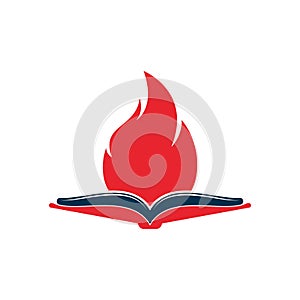 Book fire vector logo design.