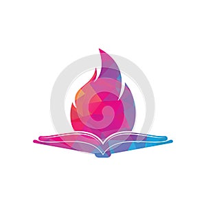 Book fire vector logo design.