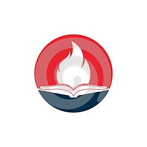 Book fire vector logo design.