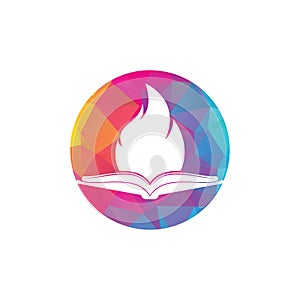 Book fire vector logo design.