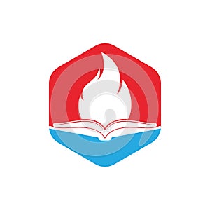 Book fire vector logo design.