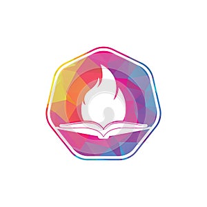 Book fire vector logo design.