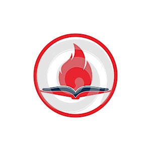 Book fire vector logo design.