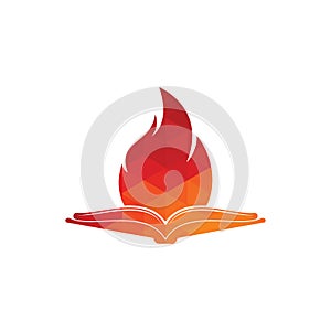 Book fire vector logo design.