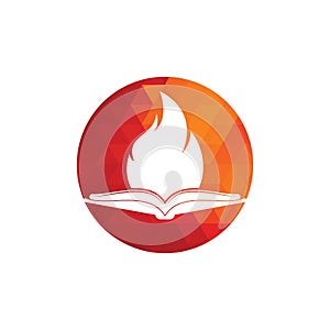 Book fire vector logo design.