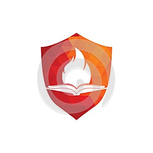 Book fire vector logo design.