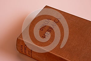 Book folder of Biblia Hebraica on a white background