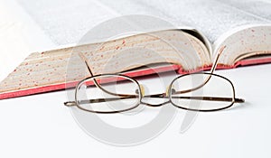 Book and glasses