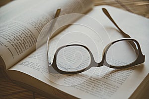 Book and Glasses. Vintage style