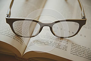 Book and Glasses. Vintage style