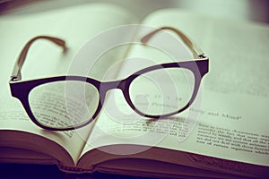Book and Glasses. Vintage style