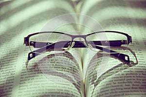 Book and Glasses. Vintage style