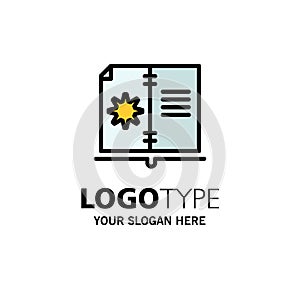 Book, Guide, Hardware, Instruction Business Logo Template. Flat Color