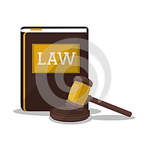 Book and hammer of law and justice design
