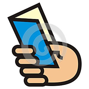 Book and hand, colored vector icon