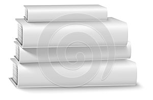 Book heap mockup. Stack of blank realistic hardcovers