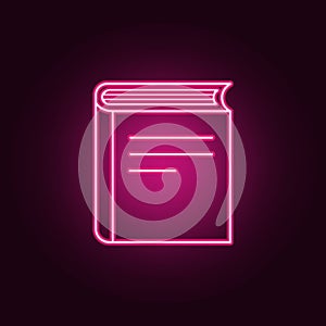 book icon. Elements of Books and magazines in neon style icons. Simple icon for websites, web design, mobile app, info graphics