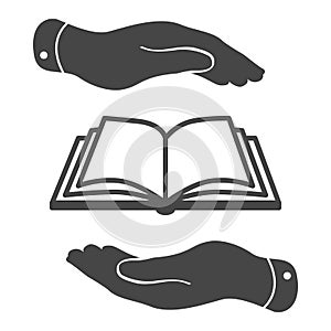 Book icon in flat hands