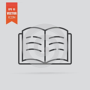 Book icon in flat style isolated on grey background