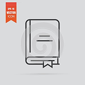 Book icon in flat style isolated on grey background