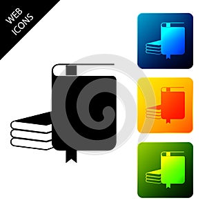 Book icon isolated. Set icons colorful square buttons