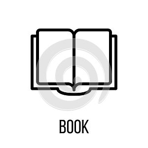 Book icon or logo in modern line style.