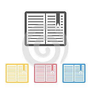 Book icon, read vector, notebook illustration, ebook