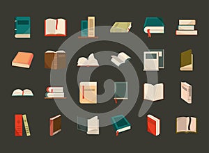 Book icon set, bookstore, read lear and academic