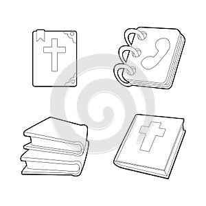 Book icon set, outline style