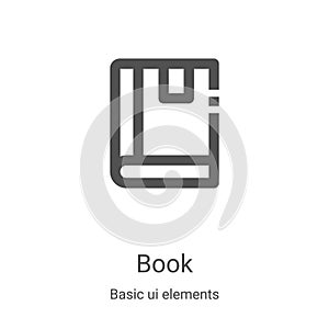 book icon vector from basic ui elements collection. Thin line book outline icon vector illustration. Linear symbol for use on web