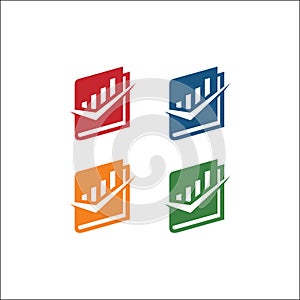 Book icon vector, pictogram isolated . Book logo and tick