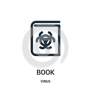 book icon vector from virus collection. Thin line book outline icon vector illustration