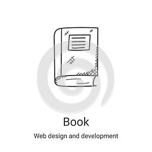 book icon vector from web design and development collection. Thin line book outline icon vector illustration. Linear symbol for