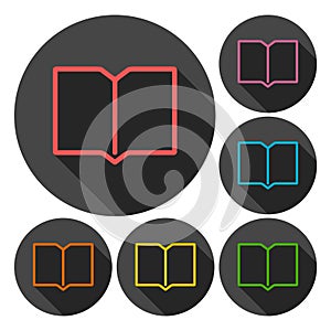 Book icons set with long shadow