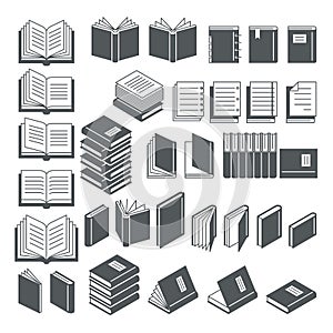 Book icons set. Vector.