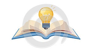 Book Illuminating with Idea Light Bulb, vector design Generative AI