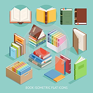 Book Isometric Flat Icons set. Vector. photo