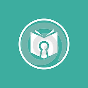 Book with keyhole logo desgin, book lock icon design