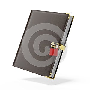 Book in leather cover and padlock
