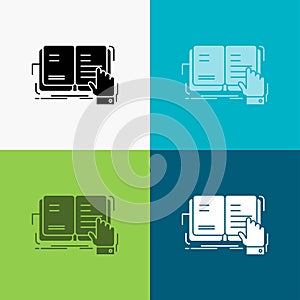 book, lesson, study, literature, reading Icon Over Various Background. glyph style design, designed for web and app. Eps 10 vector