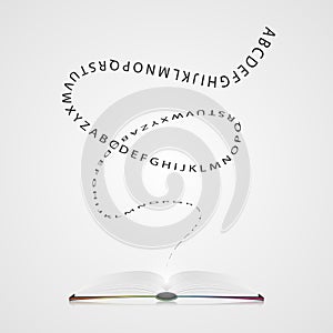 Book with letters. Education concept. Vector
