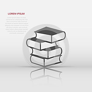 Book library icon in flat style. Encyclopedia vector illustration on white isolated background. Dictionary sign business concept